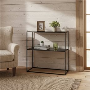 CONSOLA 2 NIVELES 78X27X78CM METAL NEGRO