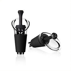 SET VINO SERVIDOR + 2 TAPONES NEGRO VACU VIN