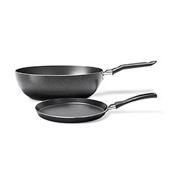 SET WOK 24CM + PANQUEQUERA 22CM NEGRO BRINOX