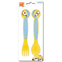 SET 2PZAS CUCHARA/TENEDOR PLAST MINIONS