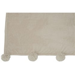 MANTA CON POMPONES1.7X1.30M POLYESTER BEIGE
