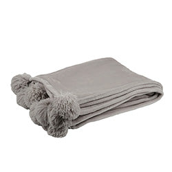 MANTA CON POMPONES1.7X1.30M POLYESTER TAUPE