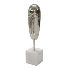 ESCULTURA DE ROSTRO ALUMINIO/MARMOL 7.5x7.5x34CM