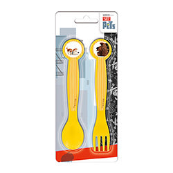 SET 2 PIEZAS CUCHARA/TENEDOR PLASTICO PETS