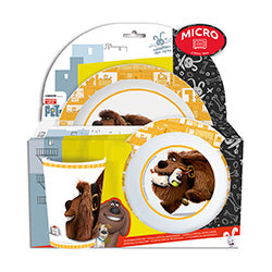 SET 3PZAS PLATO BOWL P/MICROONDAS +VASO PETS