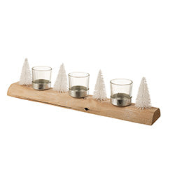 SET X3 PORTA VELA NAVIDEÑO BASE MADERA 40X6.5X9CM
