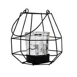 PORTA VELA VIDRIO C/SOPORTE METAL 12X12X12CM PLATA
