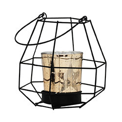 PORTA VELA VIDRIO C/SOPORTE METAL 12X12X12CM COBRE