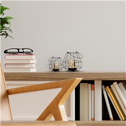 PORTA VELA VIDRIO C/SOPORTE METAL 12X12X12CM COBRE