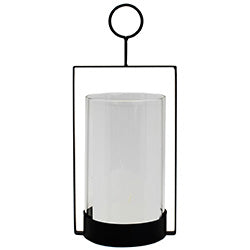 PORTA VELA BOROSILICATO SOPORTE METAL 12.3X10X27CM