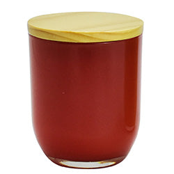 PORTA VELA VIDRIO C/TAPA BAMBOO 7X7X9CM ROJO
