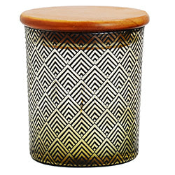 VELA 10X10X11CM RECIP VIDRIO TAPA BAMBOO ROMBOS