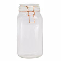 RECIPIENTE VIDRIO 2.2L TAPA BROCHE COBRE 12X11X26C