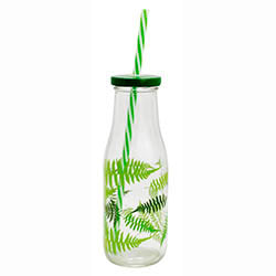 BOTELLA 400ML HOJAS C/ TAPA Y SORBITO