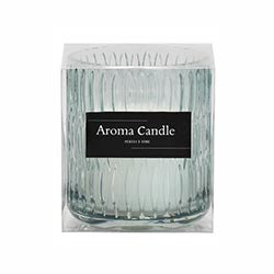 VELA AROMATICA D8H9CM RECIPIENTE VIDRIO DECORADO