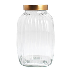 RECIPIENTE 16X16XH26CM 4.5L VIDRIO TAPA COBRE
