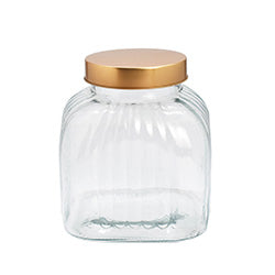 RECIPIENTE 16X16XH18CM 2.7L VIDRIO TAPA COBRE