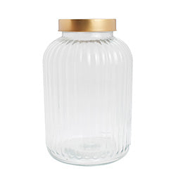 RECIPIENTE 4.9L VIDRIO TAPA COBRE. D16XH26CM