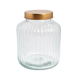 RECIPIENTE D16XH21.5CM 3.7L VIDRIO TAPA COBRE