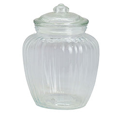 RECIPIENTE 2L VIDRIO FACETADO C/ TAPA.  D15XH24CM