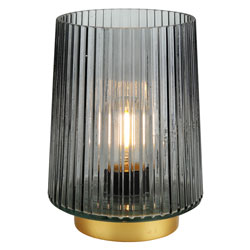FAROL DE VIDRIO NEGRO C/LAMPARA A PILA 13X13X17.5CM