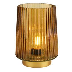 FAROL DE VIDRIO DORADO C/LAMPARA A PILA 13X13X17.5CM