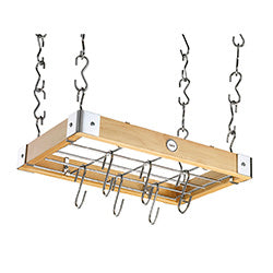 RACK GANCHERA P/TECHO  MADERA NATURAL. 42X27X5CM