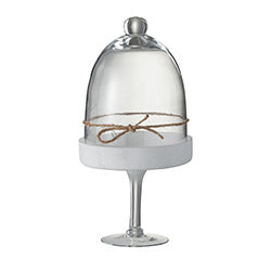 PORTA VELA C/PIE Y CUPULA VIDRIO 16.5X16.5X33CM