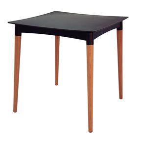 MESA DIANA 70X70X72CM PP NEGRO PATAS MADERA