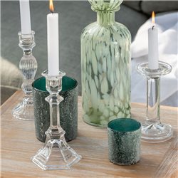 CANDELABRO DE VIDRIO 9.5X9.5X16CM TRANSPARENTE