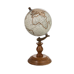 GLOBO TERRAQUEO C/PIE MADERA 15X15X28CM BLANCO/NAT