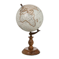 GLOBO TERRAQUEO C/PIE MADERA 22X22X38CM BLANCO/NAT