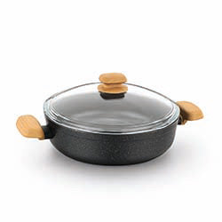 OLLA BAJA 4LT 28CM C/TAPA GRANITE MONTANA KORKMAZ