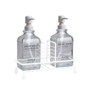DISPENSADOR DE JABON 2PCS C/ESTANTE 8x22CM BLANCO