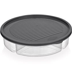 RECIPIENTE REDONDO 5 DIVISIONES 2000ML C/TAPA SURTIDO CELETE-GRIS-ROSA 25x25x5.5cms