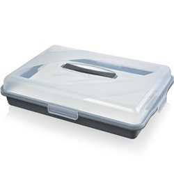 RECIPIENTE PLASTICO P/PASTELERIA C/BANDEJA SURTIDO CELETE-GRIS-ROSA 30x44x9cms