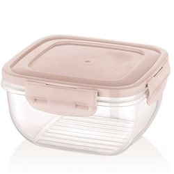 RECIPIENTE CUADRADO 900ML "COOK&LOCK"  SURTIDO EN 3 COLORES CELETE, GRIS , ROSA 15x15x7.5cms