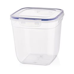 RECIPIENTE CUADRADO 3250ML "COOK&LOCK" COLOR CRISTAL C/SILICONA AZUL 17.5x17.5x17.5cms