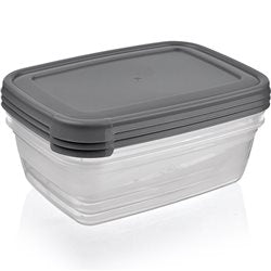 SETX3 UNID RECIPIENTE RECTANGULAR 600ML   "COOK&KEEP" SURTIDO EN 3 COLORES CELETE, GRIS , ROSA 16.5x12x8.5cms