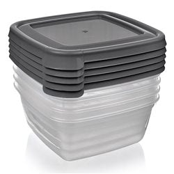 SETX5 UNID RECIPIENTE CUADRADO 250ML  "COOK&KEEP" SURTIDO EN 3 COLORES CELETE, GRIS , ROSA 10.5x10.5x10cms