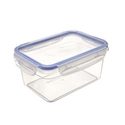 RECIPIENTE RECTANG. 1100ML "TOUCH&LOCK" COLOR CRISTAL C/SILICONA AZUL 18x13x8.5cms