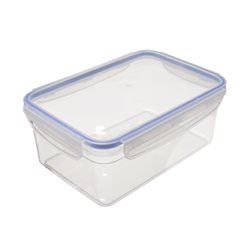 RECIPIENTE RECTANG. 2200ML "TOUCH&LOCK" C/SILICONACOLOR CRISTAL C/SILICONA AZUL 23x16.5x9cms