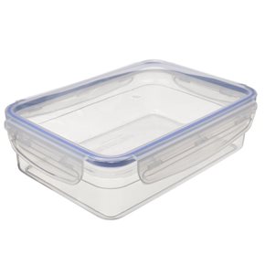 RECIPIENTE RECTANG. 2800ML "TOUCH&LOCK" COLOR CRISTAL C/SILICONA AZUL 30.5x20.5x8cms