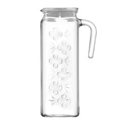 JARRA VIDRIO 1200CC C/TAPA BLANCA BLOOM LAV
