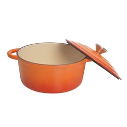 OLLA CON TAPA D24x11CM HIERRO FUNDIDO ESMALTADO NARANJA
