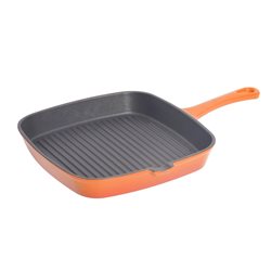 PLANCHA 24x24x3.5CM HIERRO FUNDIDO ESMALTADO NARANJA