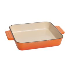 FUENTE 23x23x4.5CM HIERRO FUNDIDO ESMALTADO NARANJA