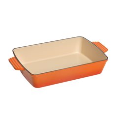 FUENTE 33x23x7CM HIERRO FUNDIDO ESMALTADO NARANJA