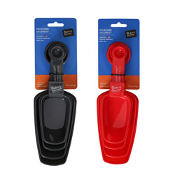 SET 4 TAZAS/CUCHARAS MEDIDORAS PP GRIS/ROJO