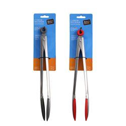 PINZA 30CM SILICONA/ACERO INOX. GRIS/ROJO